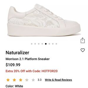 Naturalizer White Platform Sneakers Casual Style